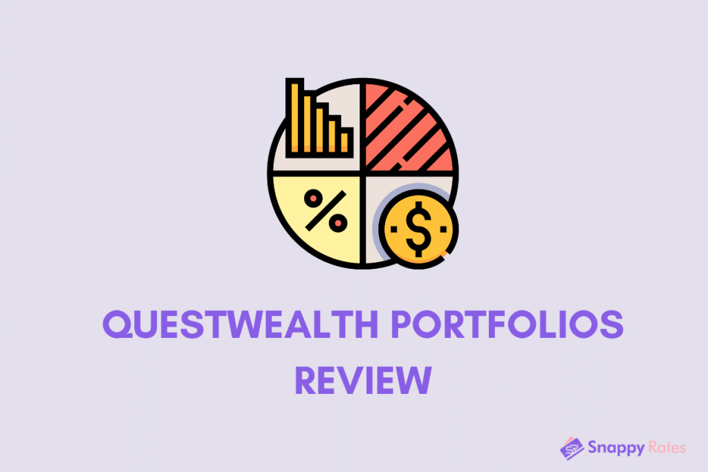 Text that reads “Questwealth Portfolios Review” below an image of a circle graph split into 4 with a graph, percent sign and dollar sign