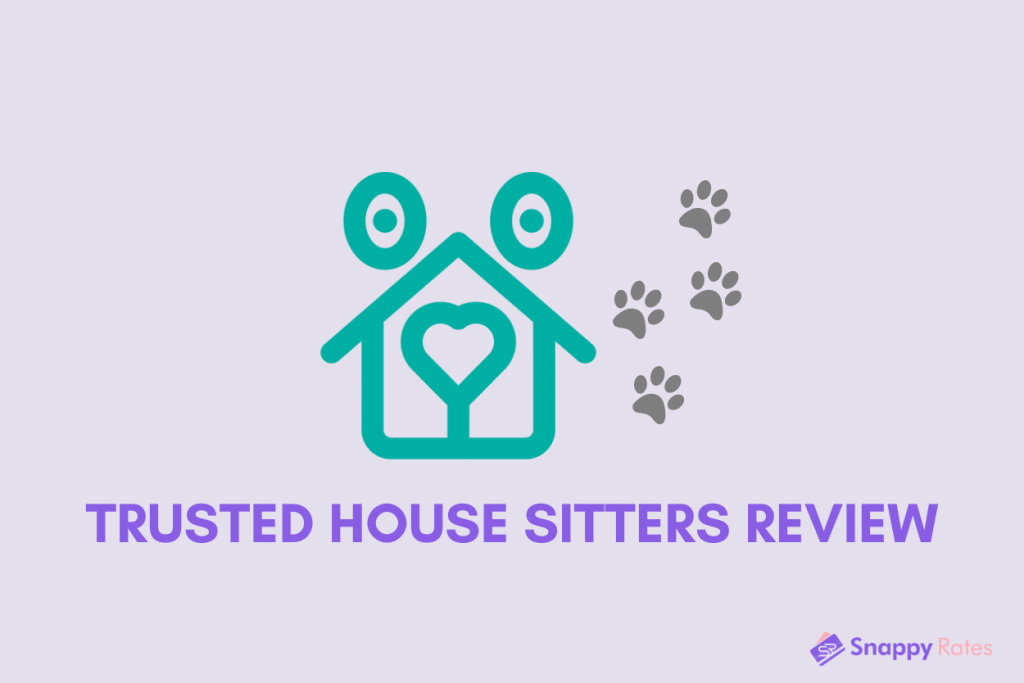 Text that reads “Trusted House Sitters review” below the Trusted House Sitters logo and some paw prints