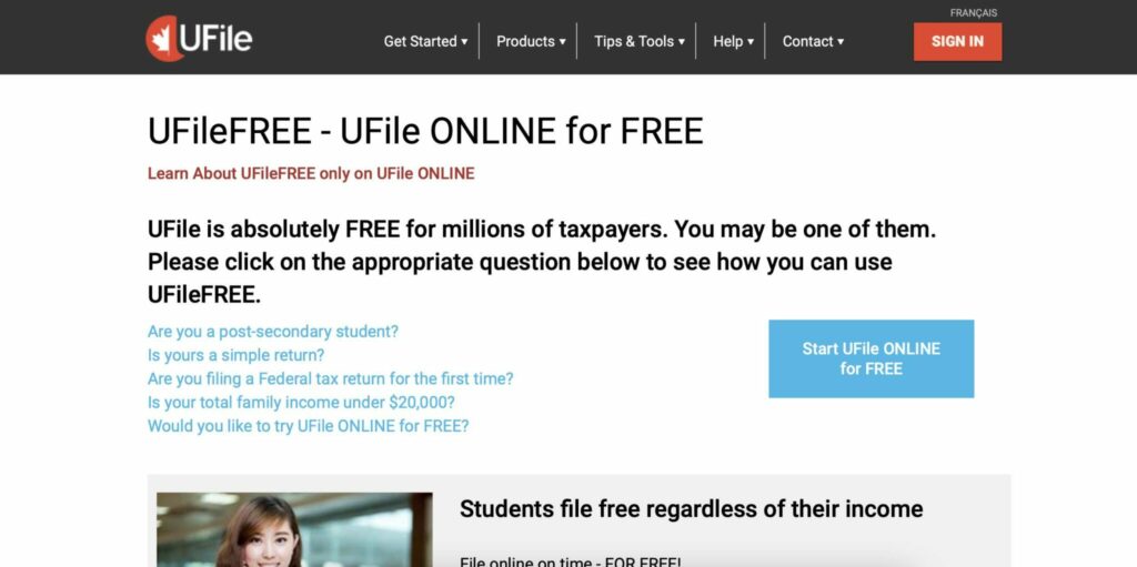 image showing ufilefree tax software
