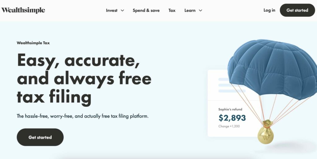 image showing wealthsimple tax free tax software