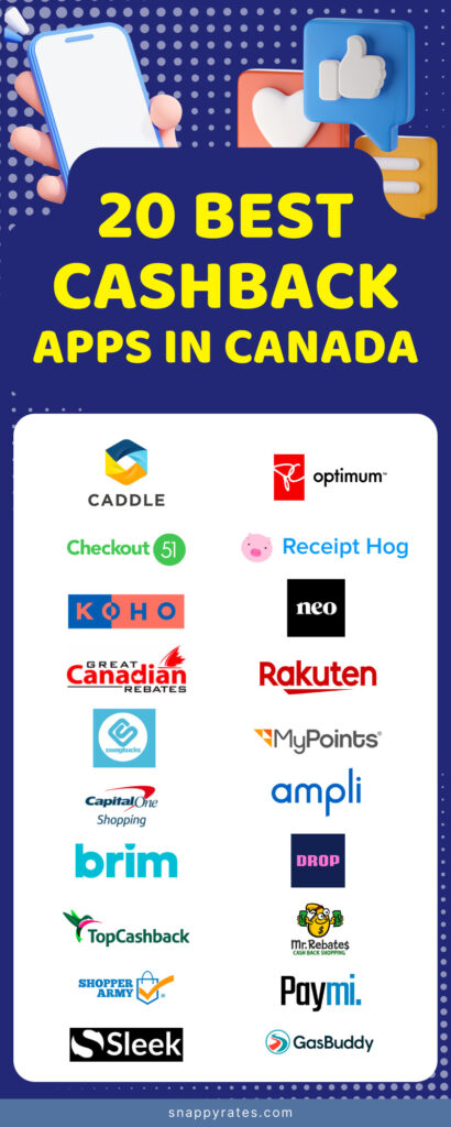image showing an infographic of the best cash back apps in canada