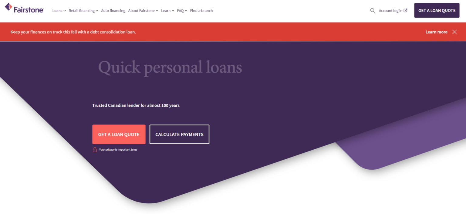 23 Best Loans For Bad Credit In Canada For 2026 Snappy Rates Fairstone Loans Homepage Img 1536x705 